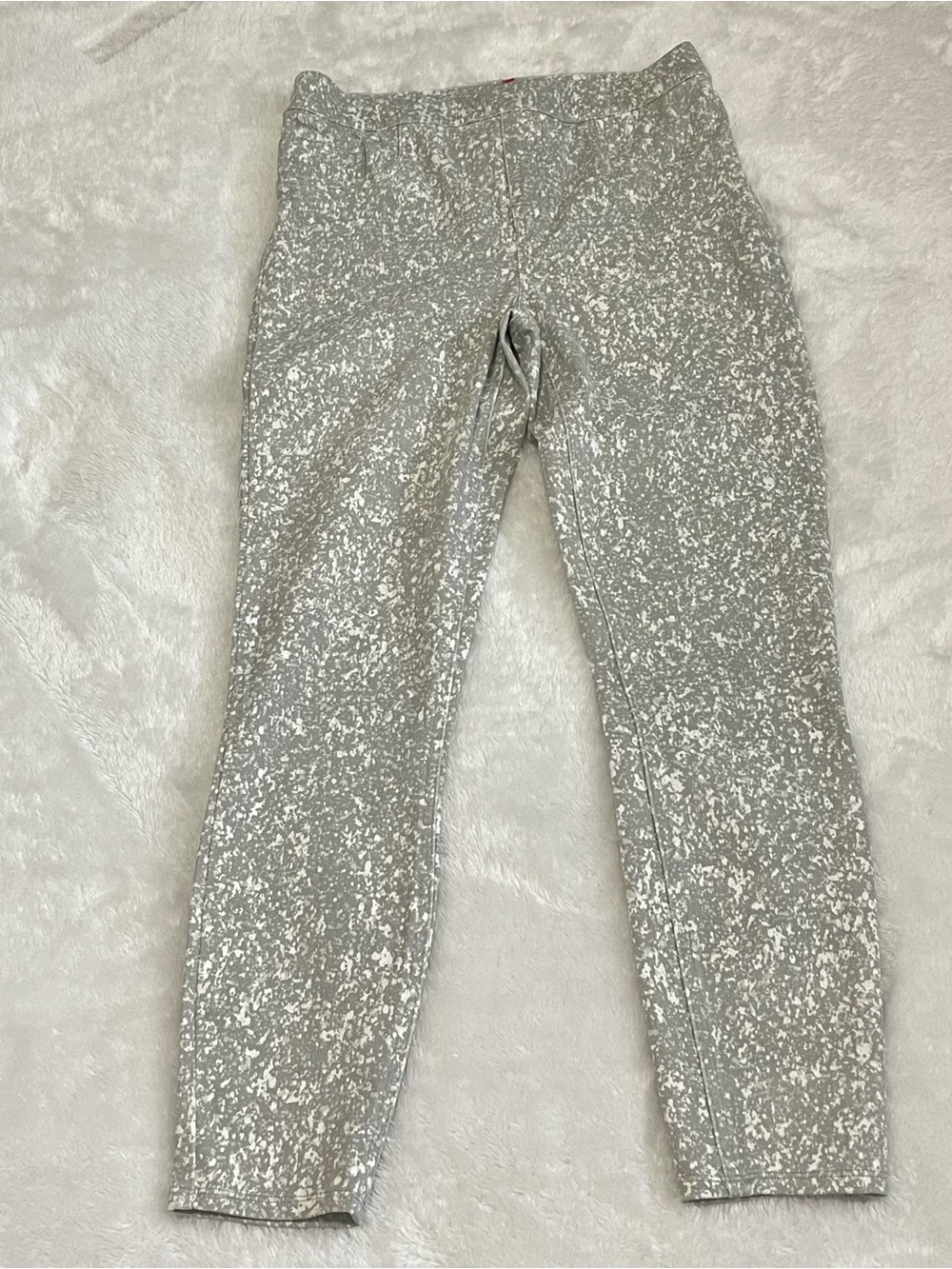 SPANX Jeanish Splatter Print Ankle Legging Leggings Gray & White Medium